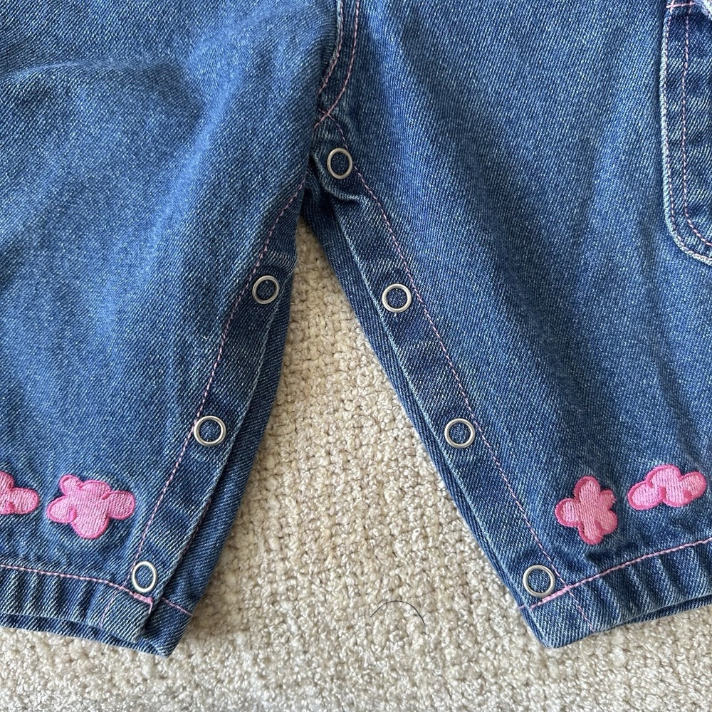 Vintage Furby Overalls Size 12 Months 90's Y2K Pink Denim Jeans Outfit Romper - Picture 6 of 14